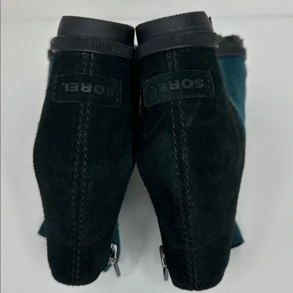 Sorel Joan of Arctic Wedge II Side Zip Boots Blue Suede Women's Size US 9‎ EU 40